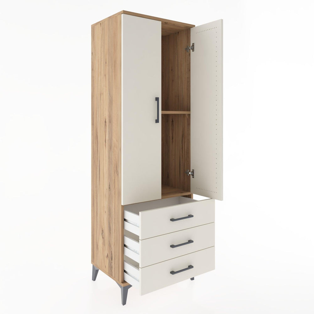 Woodntry Modüler Dolap Çam 60x44x170 cm Kapaklı ve Çekmeceli KC6-3