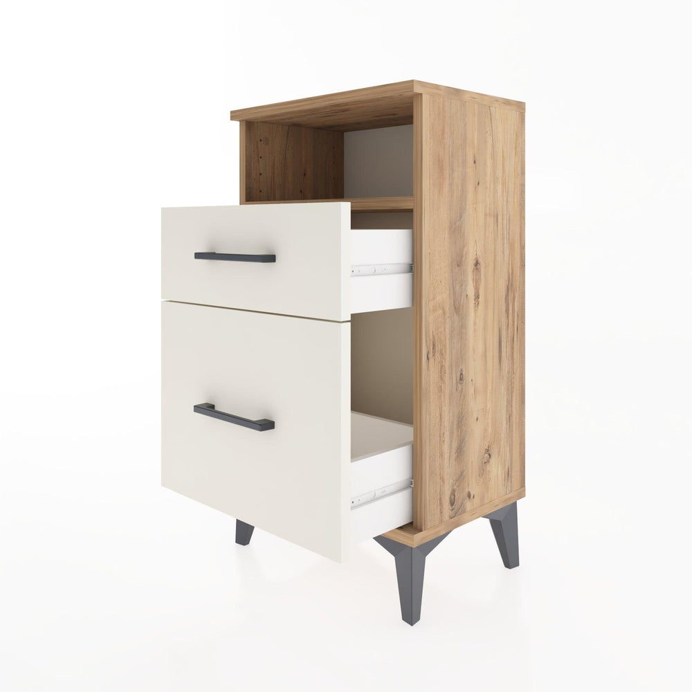 Woodntry Modüler Komodin 2 Çekmece ve Raflı V3 44x30x68 cm Çam - Woodntry