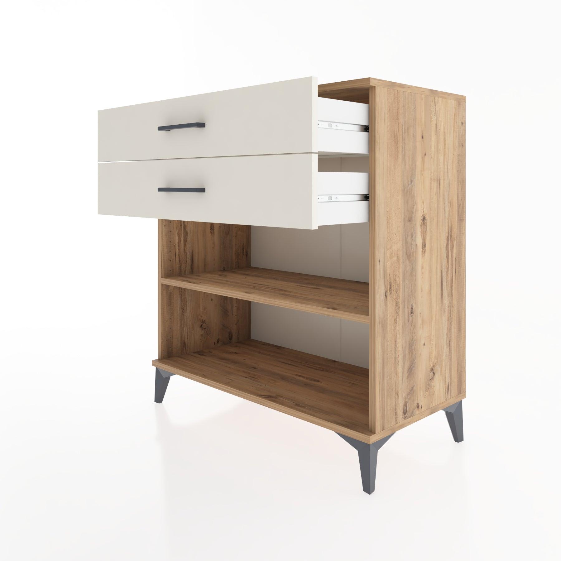 Woodntry Modüler Şifonyer Çam 88x44x84 cm Çekmeceli ve Raflı CR14-3