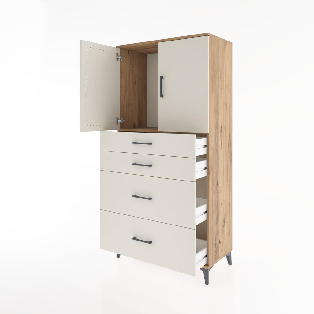 Woodntry Modular Cabinet Pine 88x44x170 cm with Doors and Drawers KC19-3
