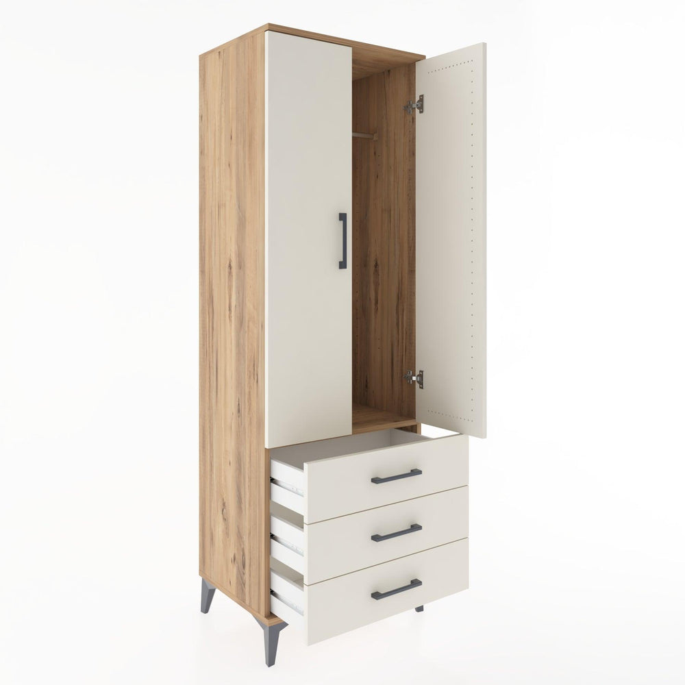 Woodntry Modüler Dolap Çam 60x44x170 cm Kapaklı ve Çekmeceli KC28-3