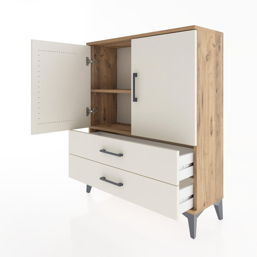 Woodntry Modüler Şifonyer Çam 88x30x94 cm Kapaklı ve Çekmeceli KC6-3