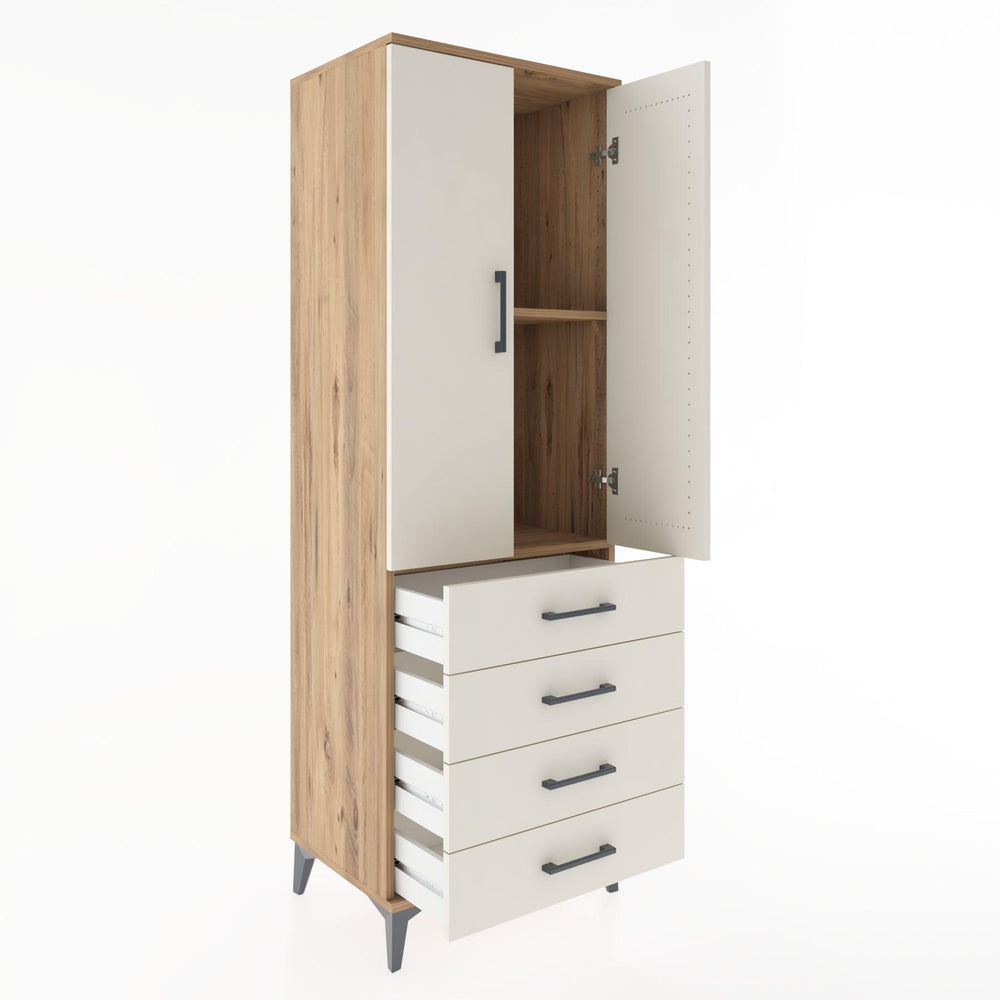 Woodntry Modüler Dolap Çam 60x44x170 cm Kapaklı ve Çekmeceli KC5-3