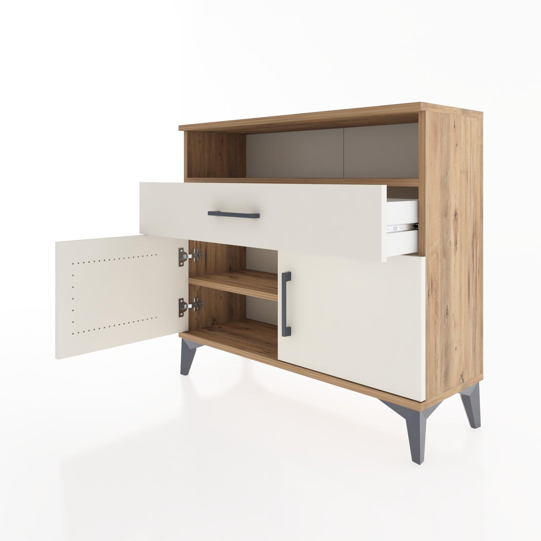 Woodntry Modüler Şifonyer Kapak Raf Çekmeceli 88x30x68 cm Çam - Woodntry