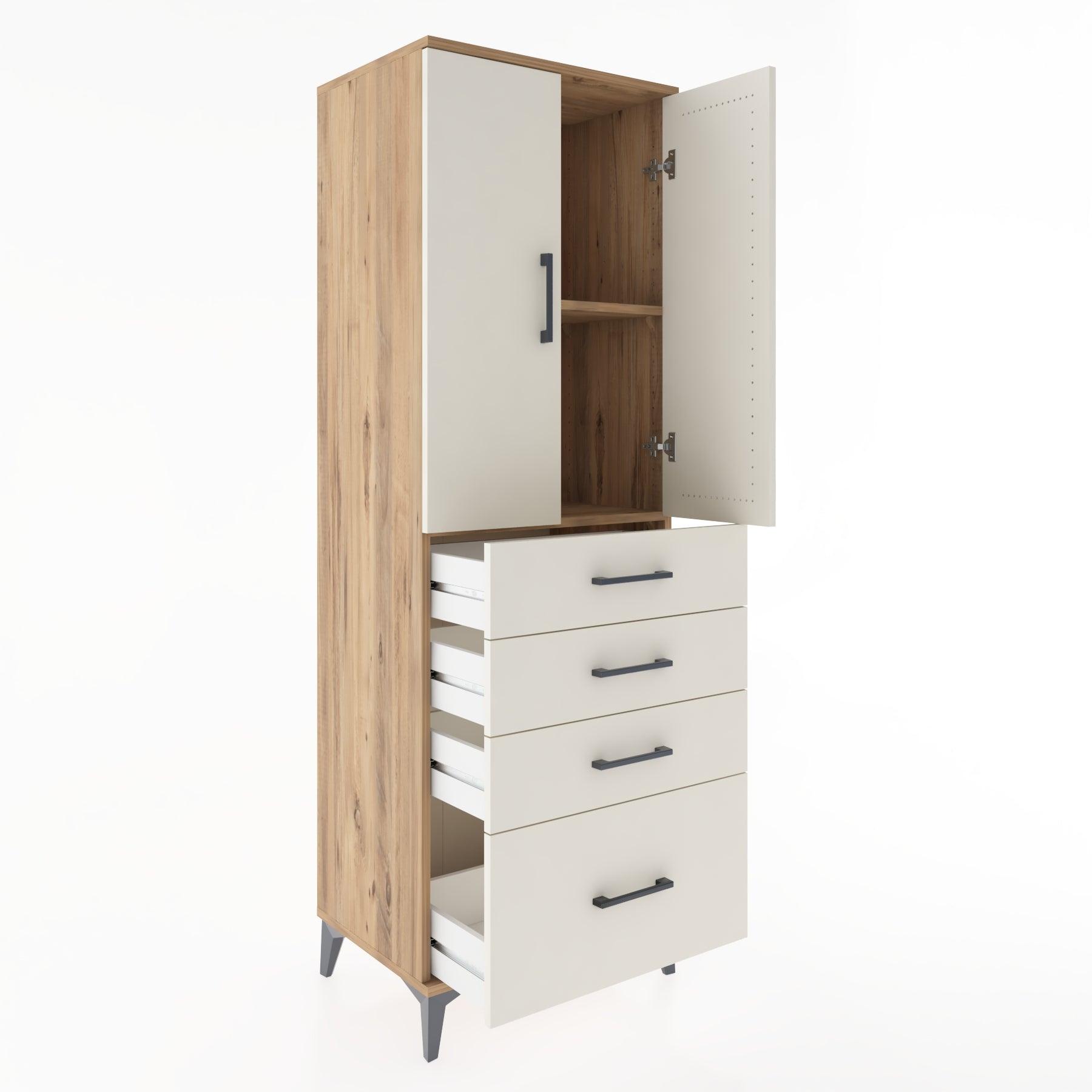 Woodntry Modular Cabinet Pine 60x44x170 cm with Doors and Drawers KC13-3