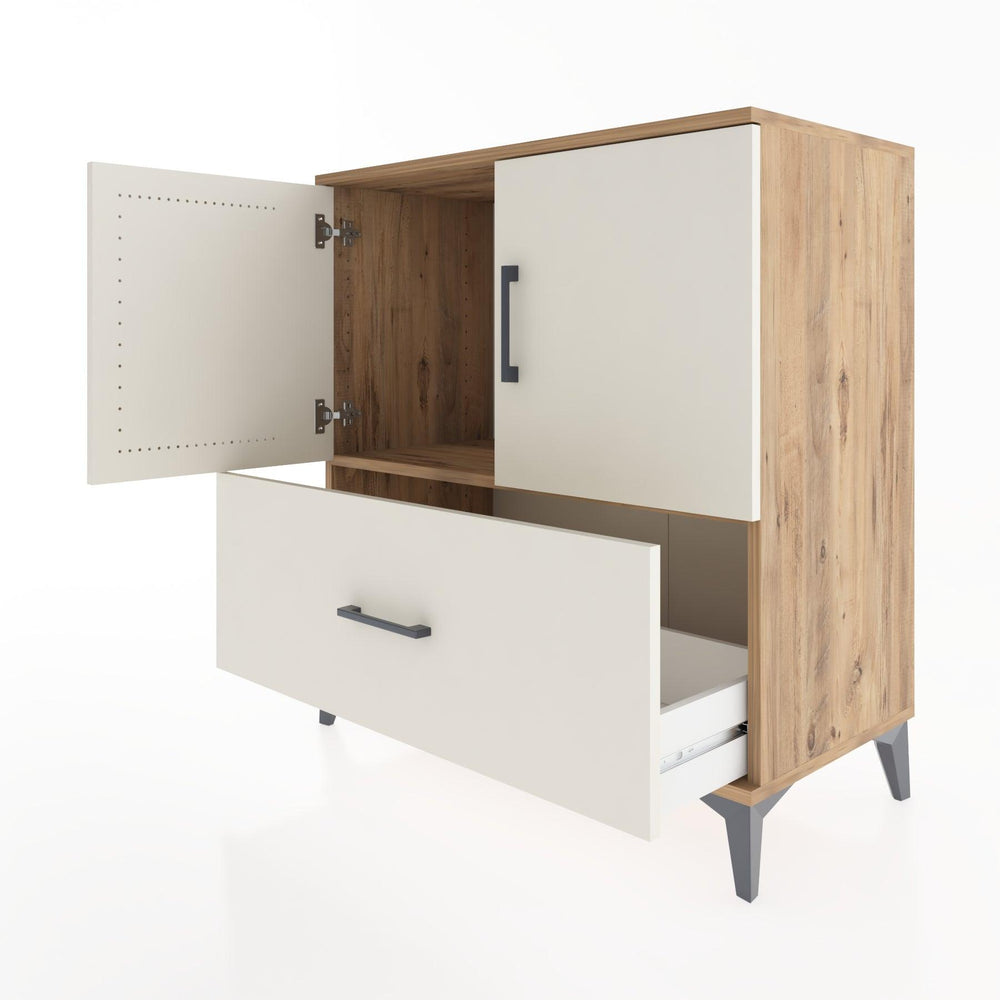 Woodntry Modüler Şifonyer Çam 88x44x84 cm Kapaklı ve Çekmeceli KC48-3