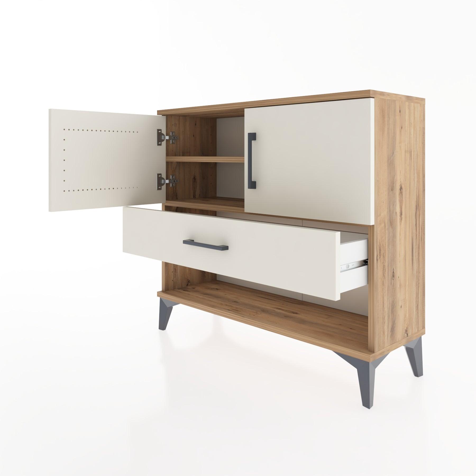 Woodntry Modüler Şifonyer Kapak ve Çekmeceli V4 88x30x68 cm Çam - Woodntry