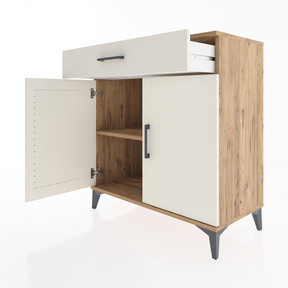 Woodntry Modüler Şifonyer Çam 88x44x84 cm Kapaklı ve Çekmeceli KC80-3