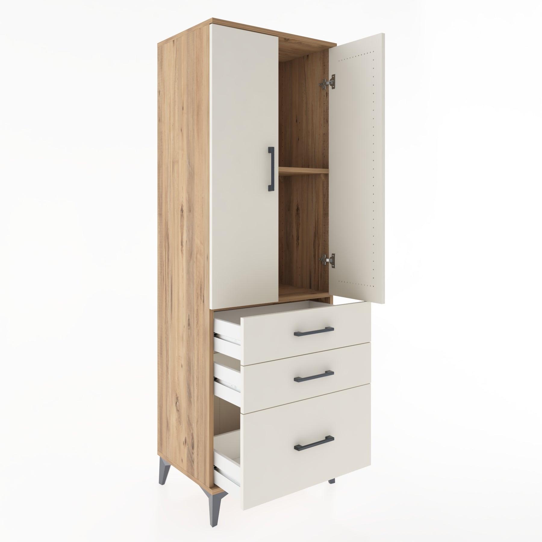 Woodntry Modular Cabinet Pine 60x44x170 cm with Doors and Drawers KC14-3