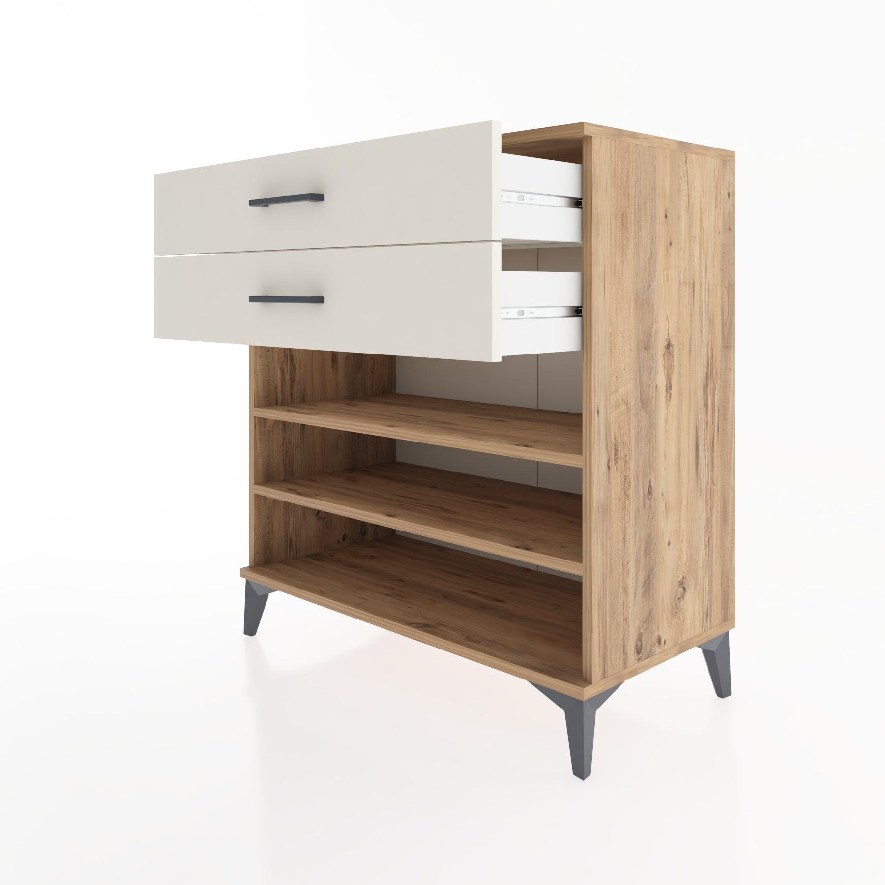 Woodntry Modüler Şifonyer Çam 88x44x84 cm Çekmeceli ve Raflı CR13-3
