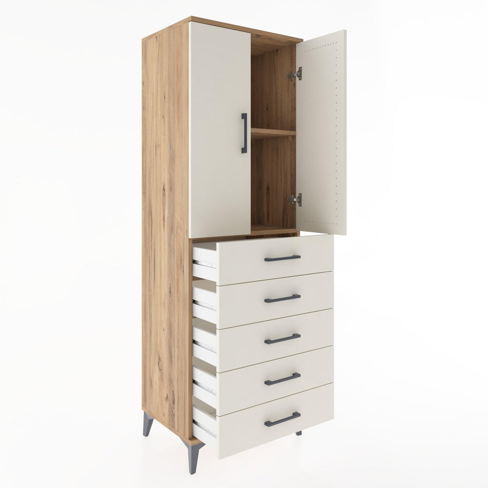 Woodntry Modular Cabinet Pine 60x44x170 cm with Doors and Drawers KC4-3