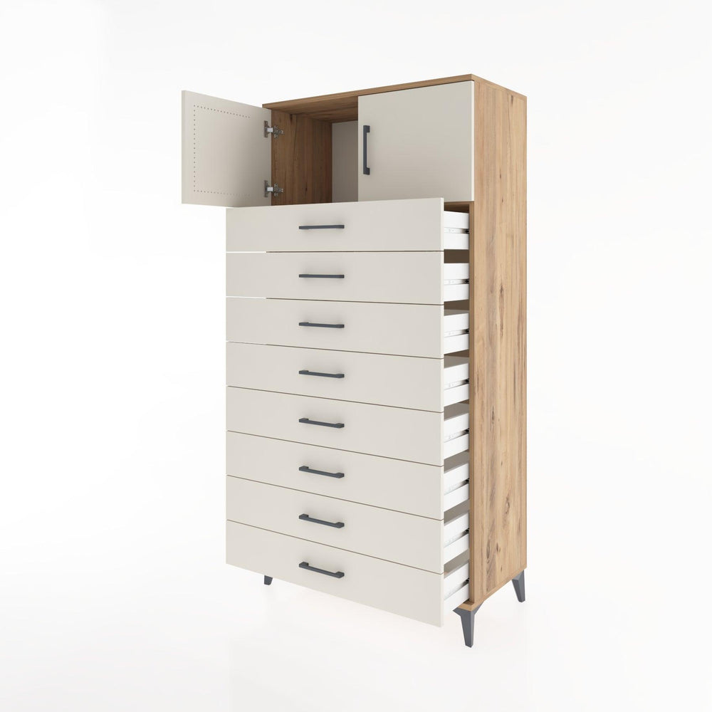 Woodntry Modüler Dolap Çam 88x44x170 cm Kapaklı ve Çekmeceli KC1-3