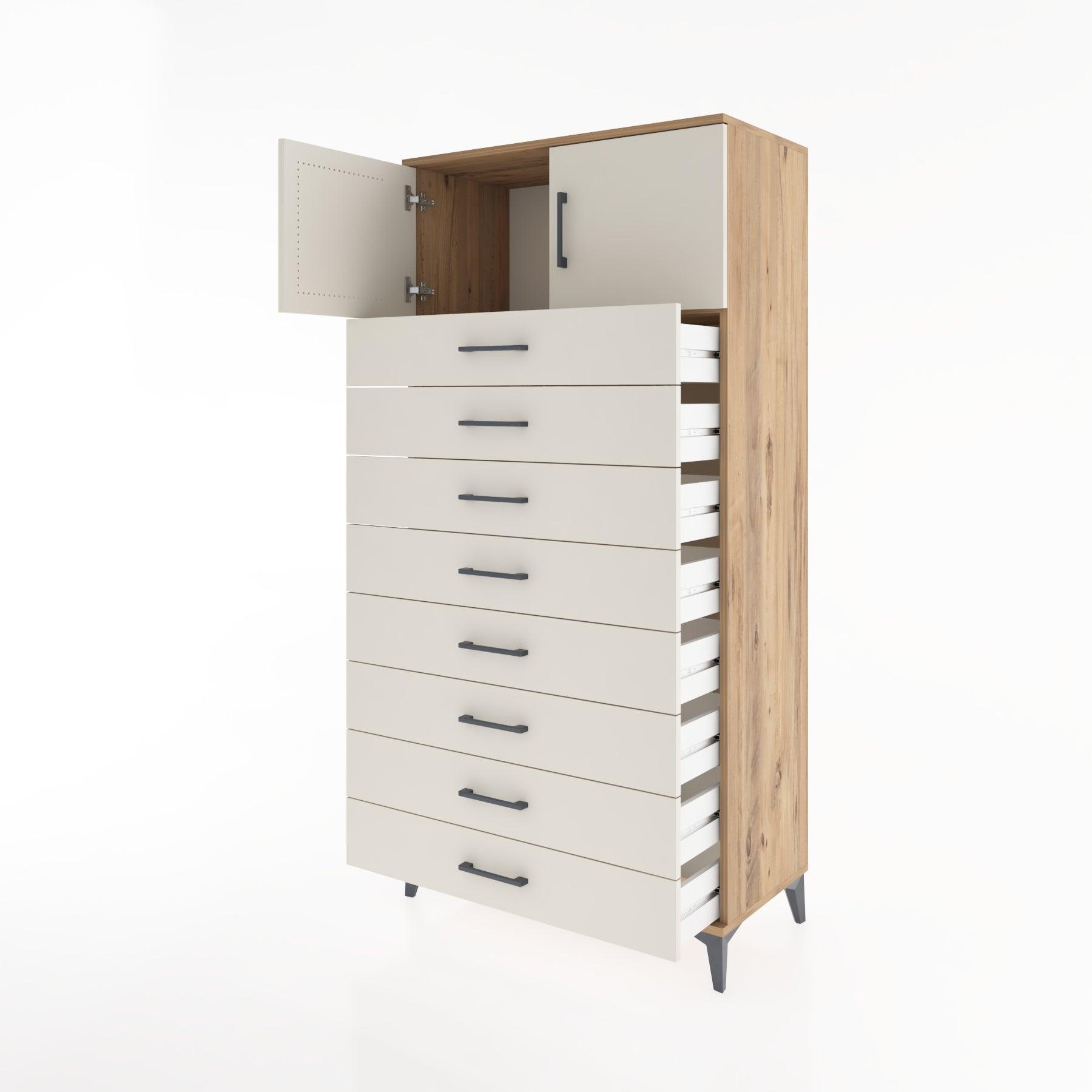 Woodntry Modular Cabinet Pine 88x44x170 cm with Doors and Drawers KC1-3