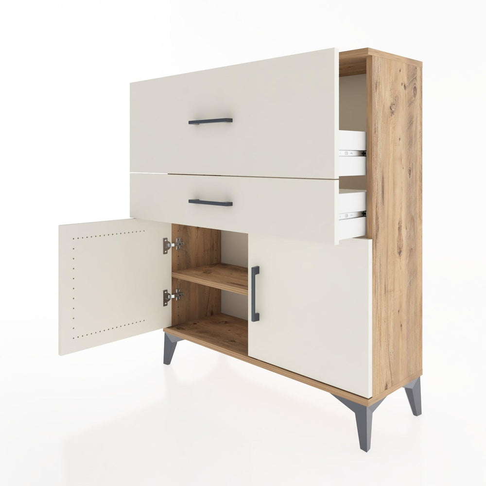 Woodntry Modüler Şifonyer Çam 88x30x94 cm Kapaklı ve Çekmeceli KC12-3