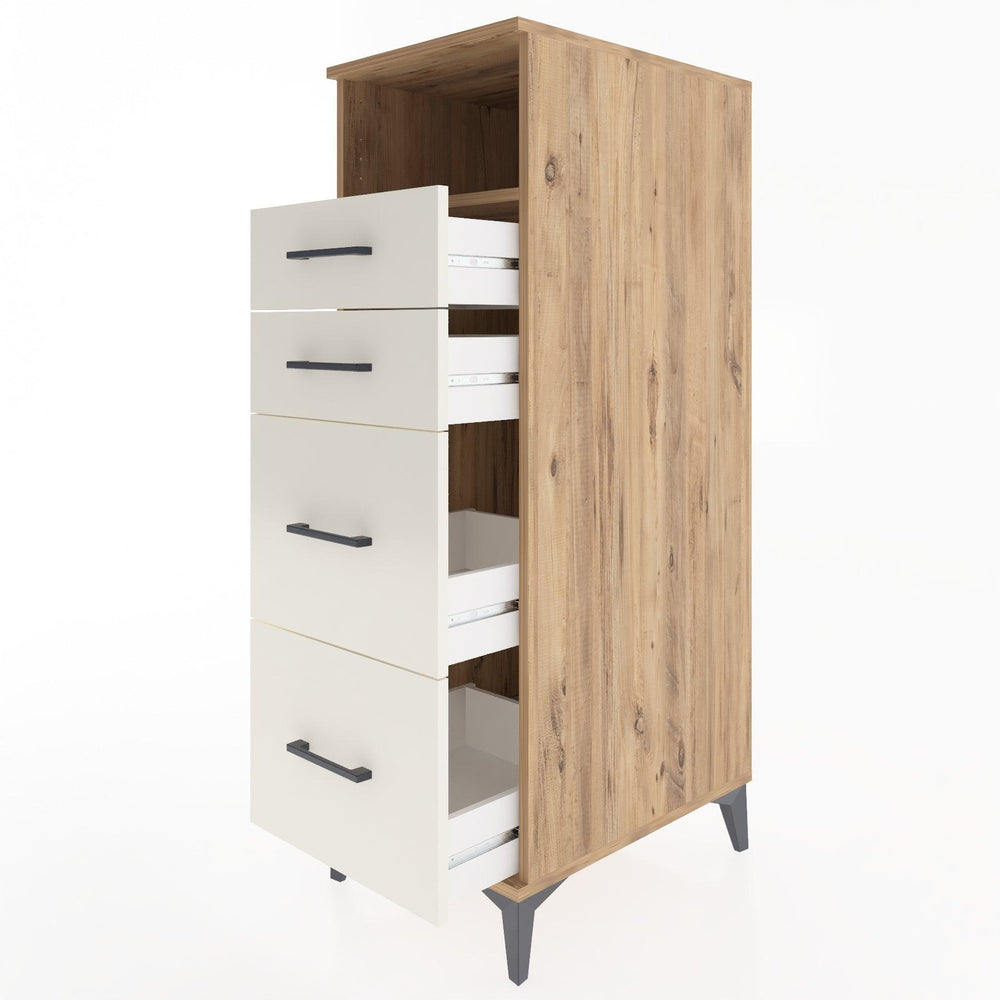 Woodntry Modüler Dolap Çam 44x30x122 cm Çekmeceli ve Raflı CR101-3