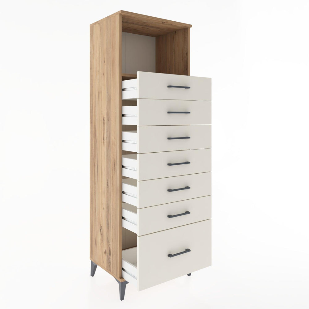 Woodntry Modüler Dolap Çam 60x44x170 cm Çekmeceli ve Raflı CR38-3