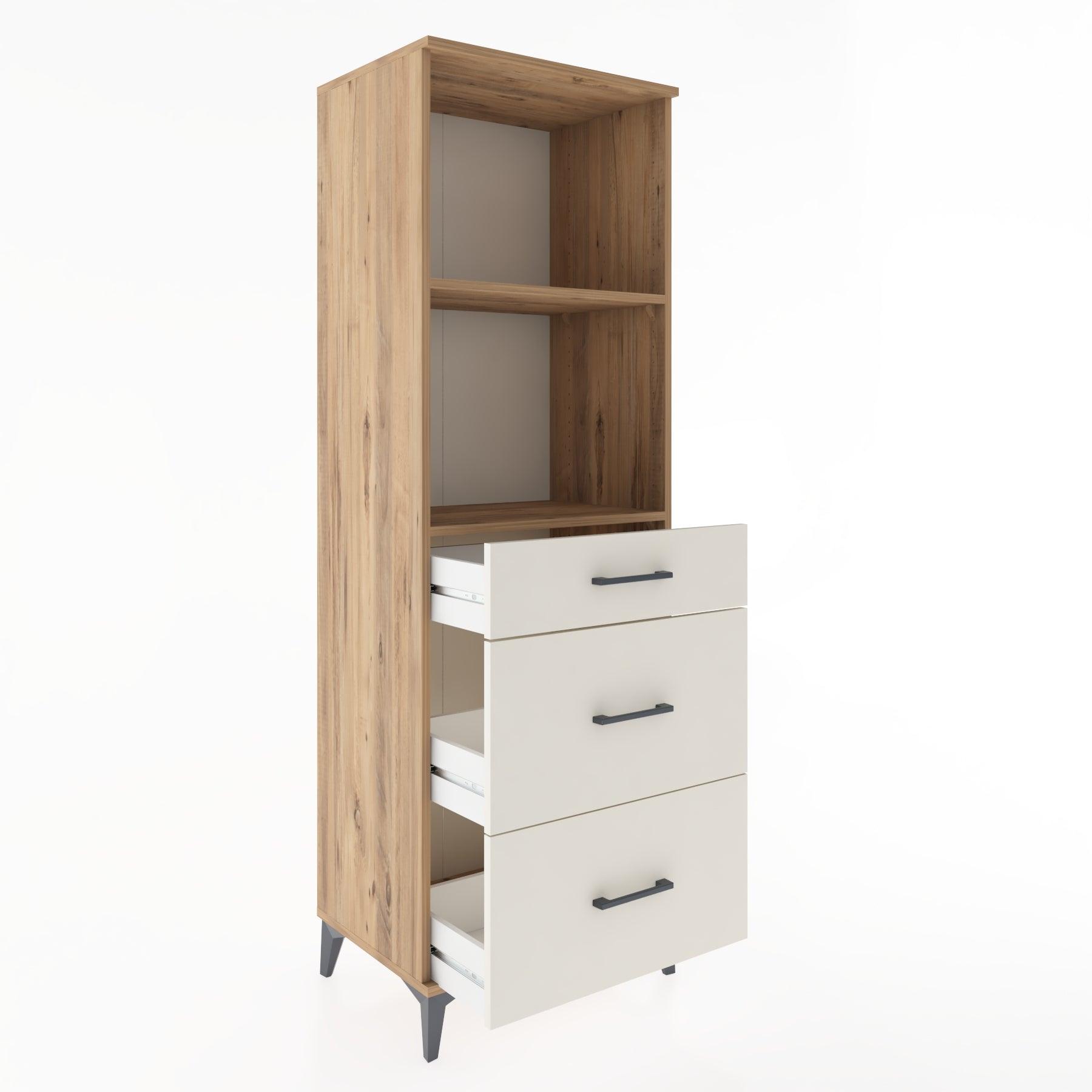 Woodntry Modüler Dolap Çam 60x44x170 cm Çekmeceli ve Raflı CR47-3