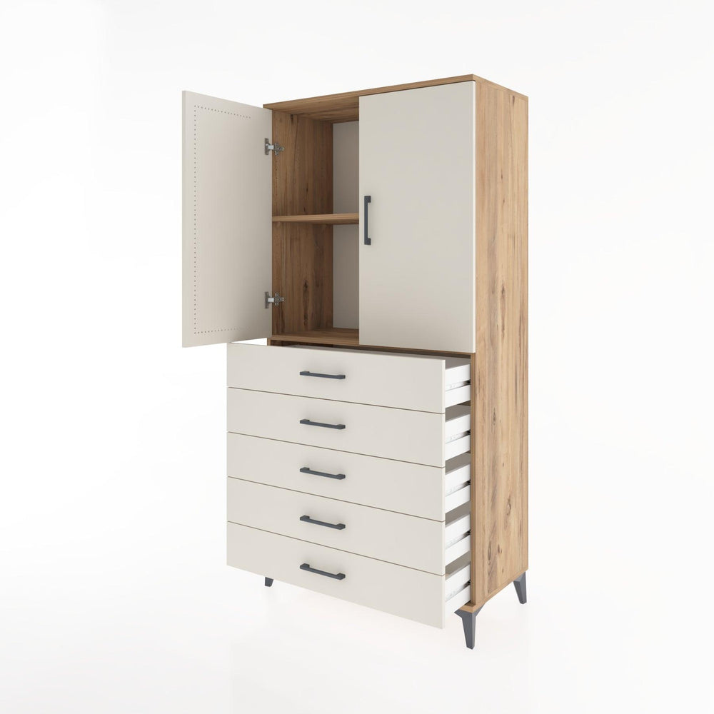 Woodntry Modular Cabinet Pine 88x44x170 cm with Doors and Drawers KC4-3