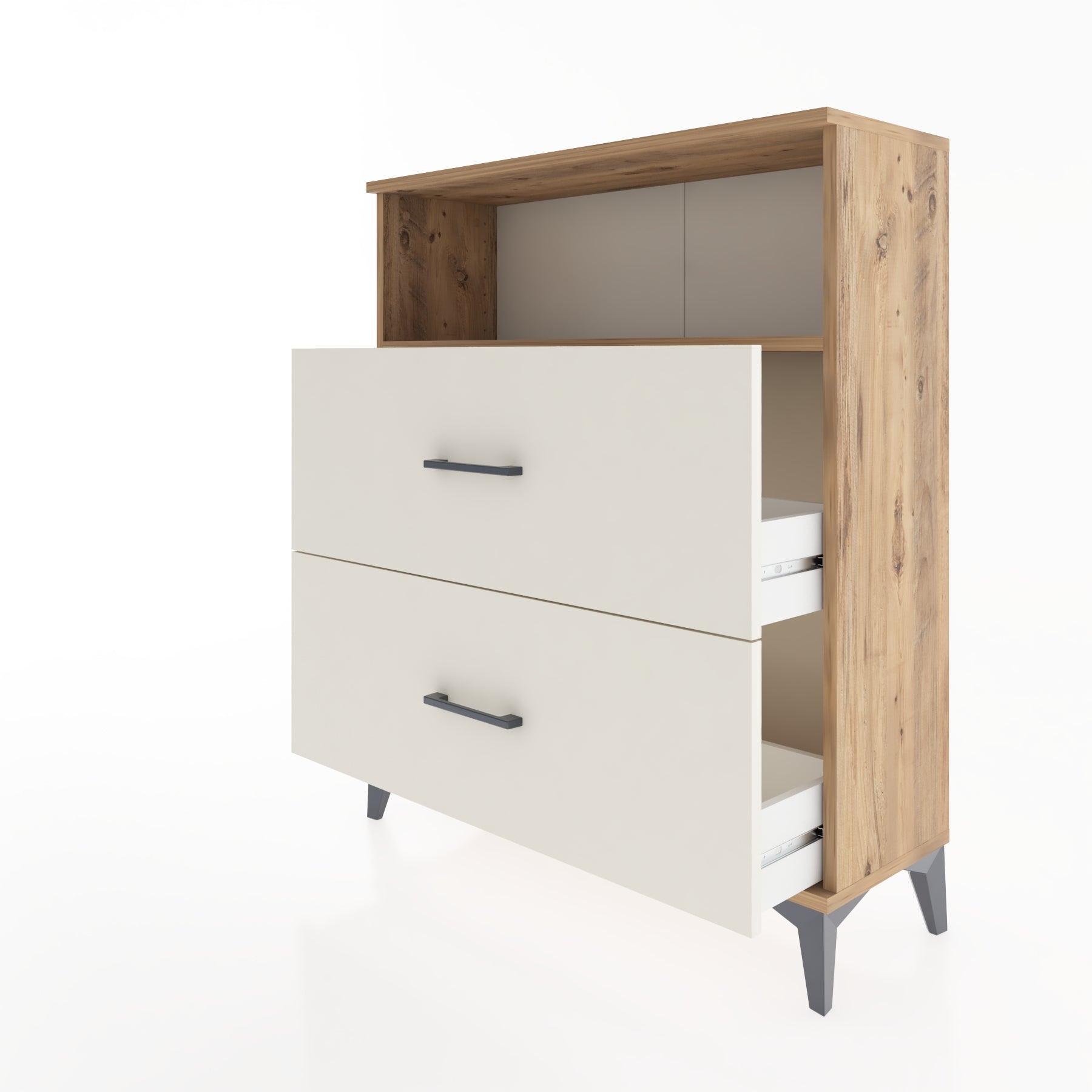 Woodntry Modular Dresser Pine 88x30x94 cm with Drawers and Shelves CR14-3