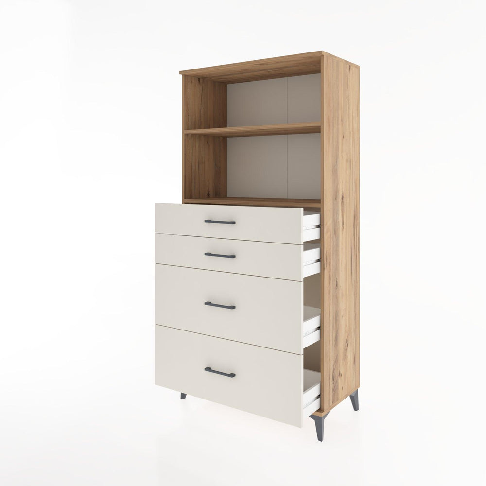 Woodntry Modüler Dolap Çam 88x44x170 cm Çekmeceli ve Raflı CR47-3