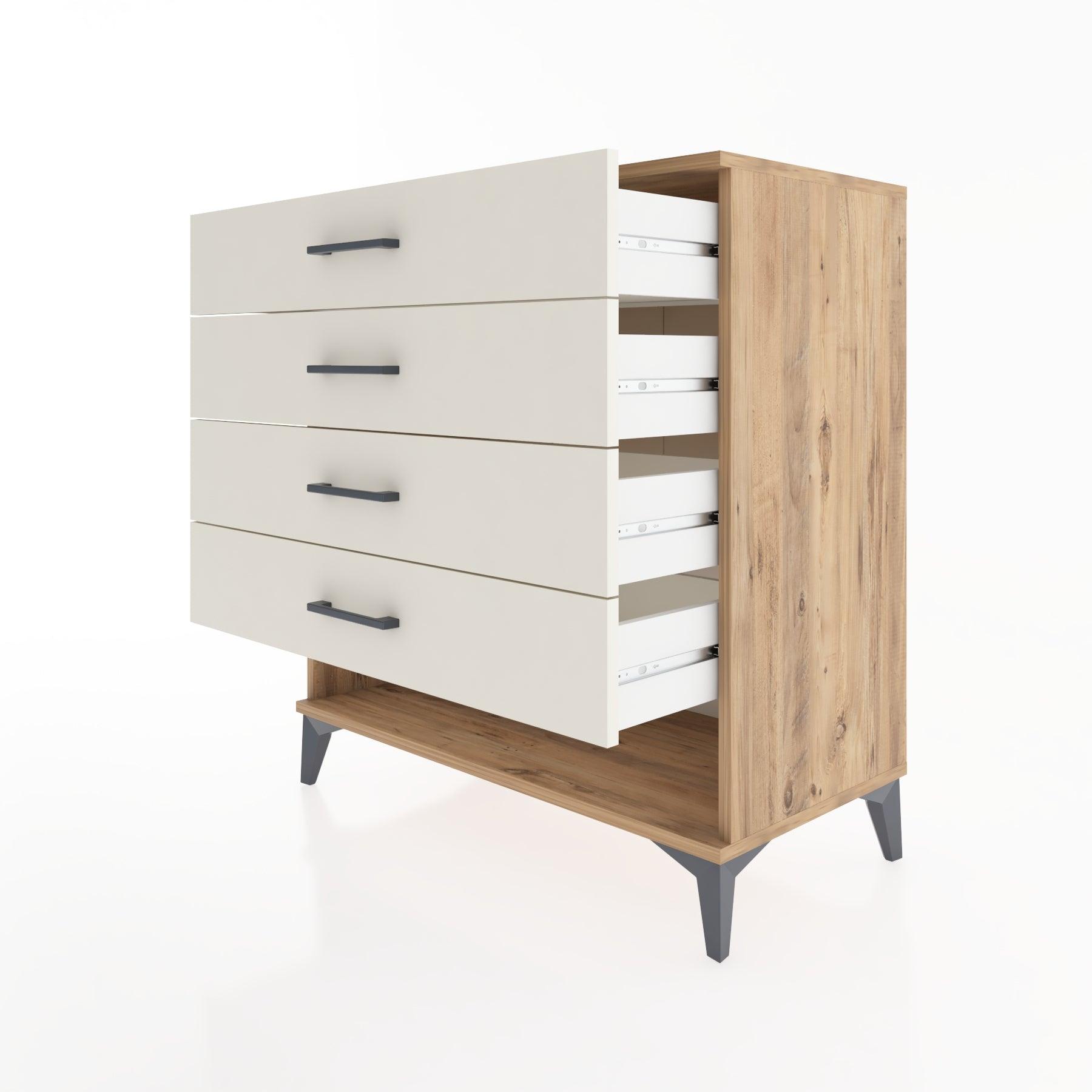 Woodntry Modüler Şifonyer Çam 88x44x84 cm Çekmeceli ve Raflı CR10-3
