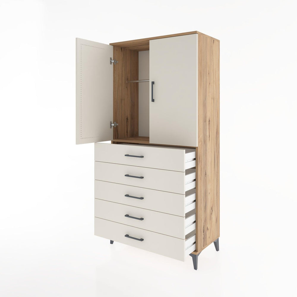 Woodntry Modular Cabinet Pine 88x44x170 cm with Doors and Drawers KC26-3