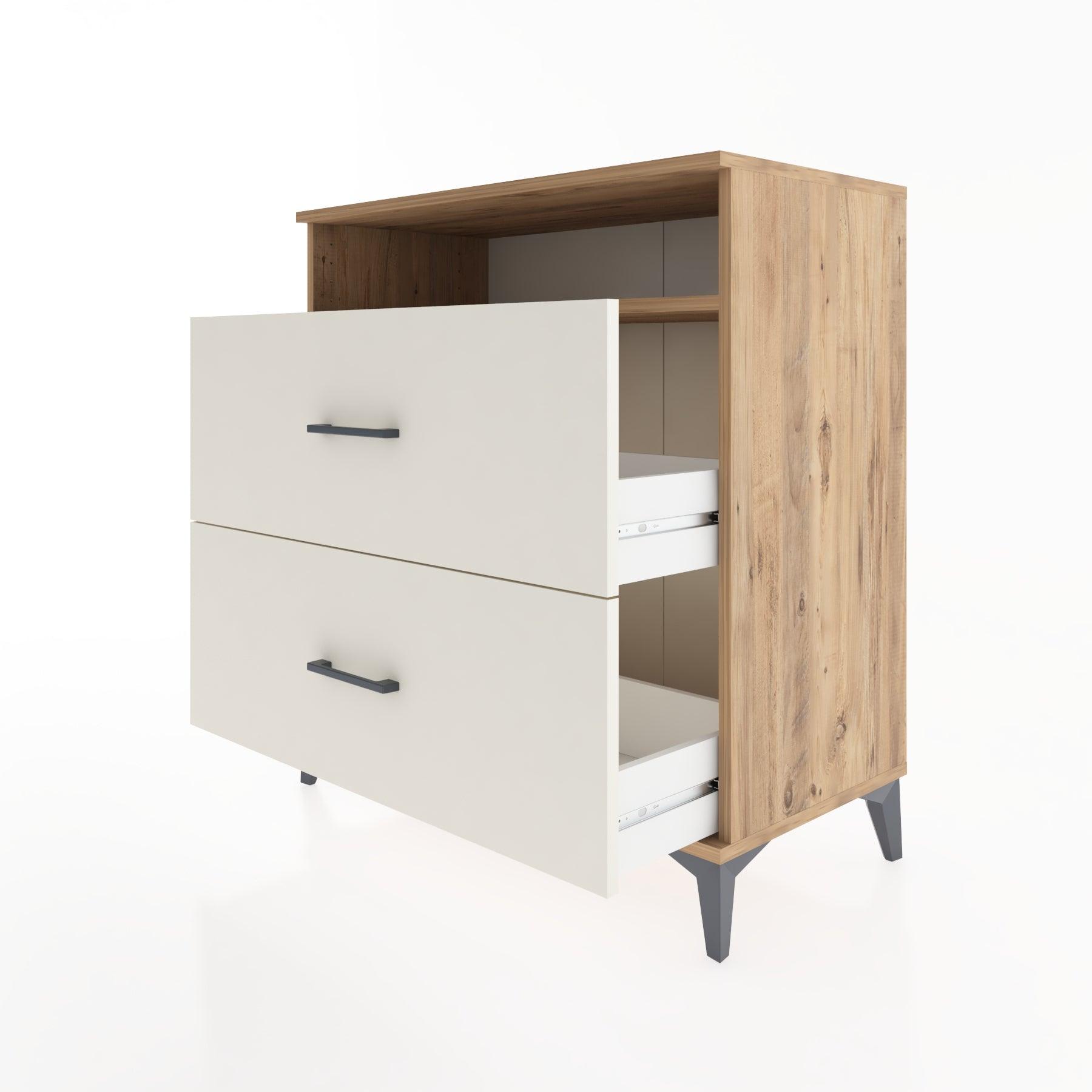 Woodntry Modüler Şifonyer Çam 88x44x84 cm Çekmeceli ve Raflı CR3-3