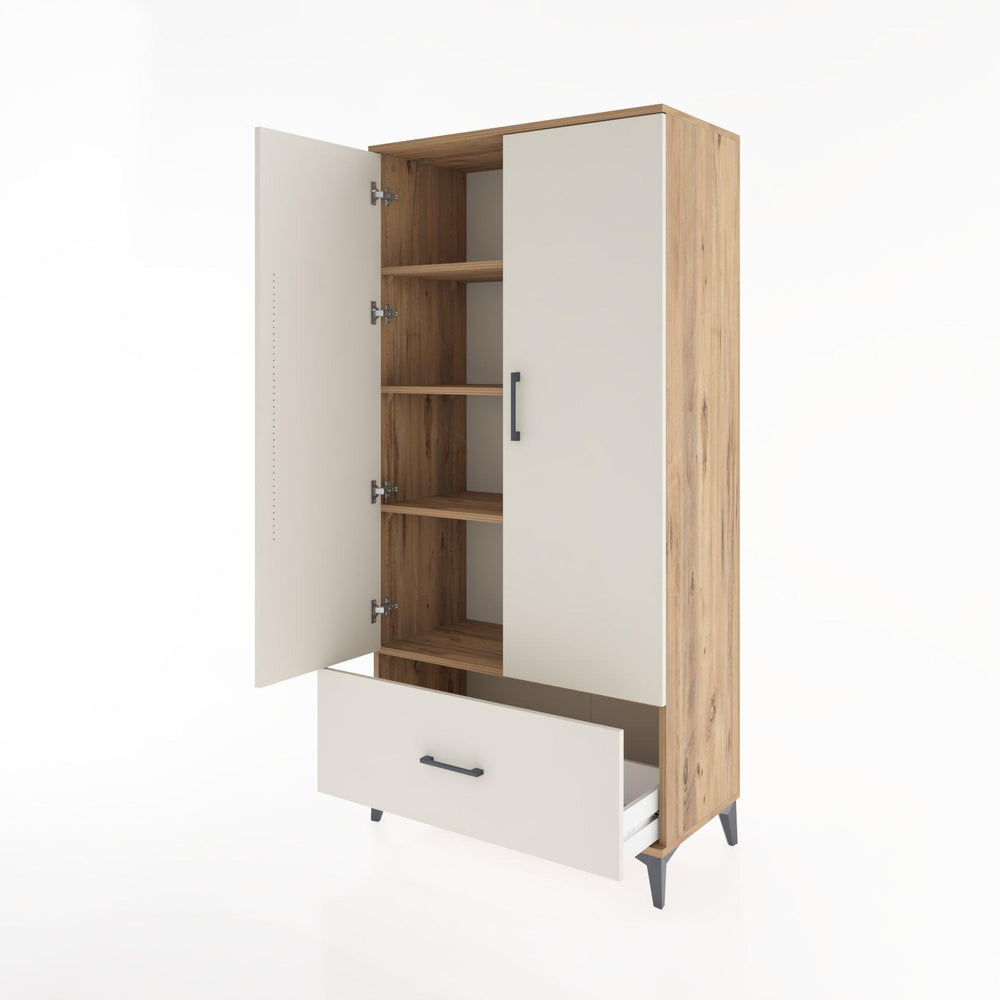 Woodntry Modüler Dolap Çam 88x44x170 cm Kapaklı ve Çekmeceli KC16-3