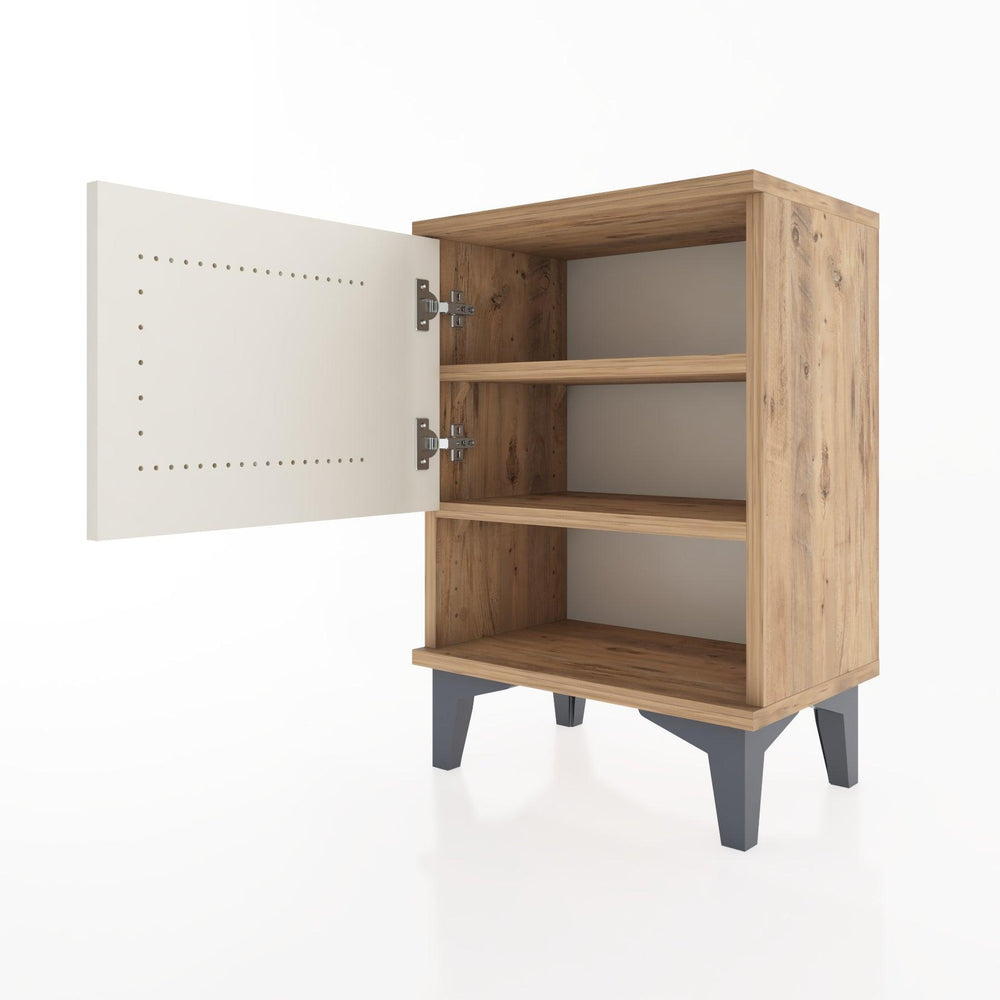 Woodntry Modüler Komodin Tek Kapak ve Raflı 44x30x52 cm Çam - Woodntry