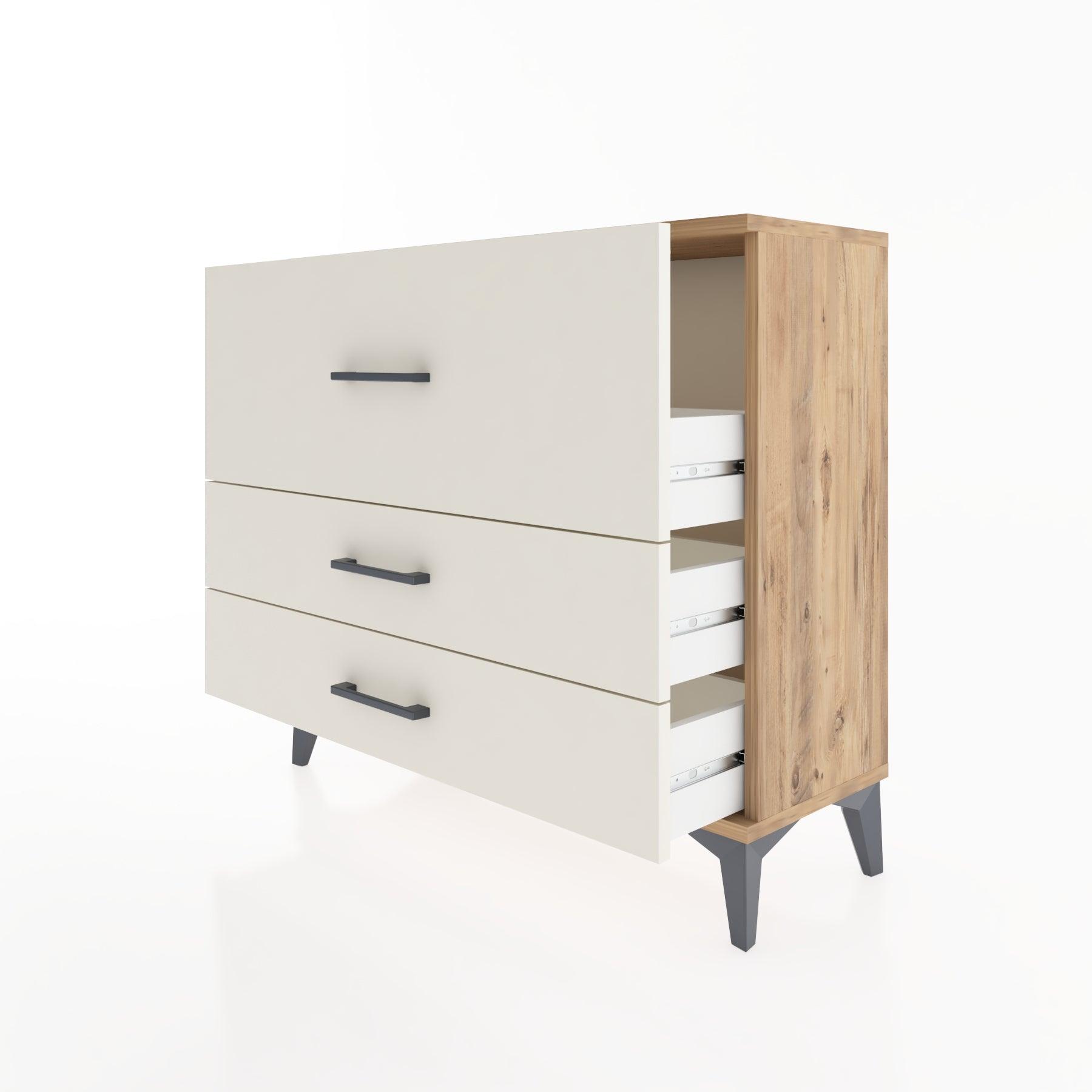 Woodntry Modüler Şifonyer Üç Çekmeceli V4 88x30x68 cm Çam - Woodntry