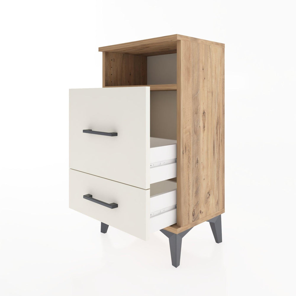 Woodntry Modüler Komodin 2 Çekmece ve Raflı V4 44x30x68 cm Çam - Woodntry
