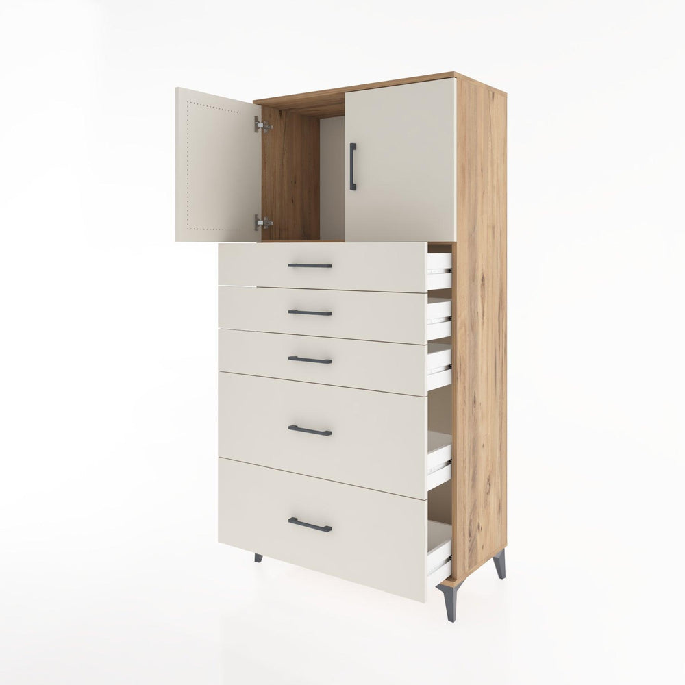 Woodntry Modular Cabinet Pine 88x44x170 cm with Doors and Drawers KC18-3