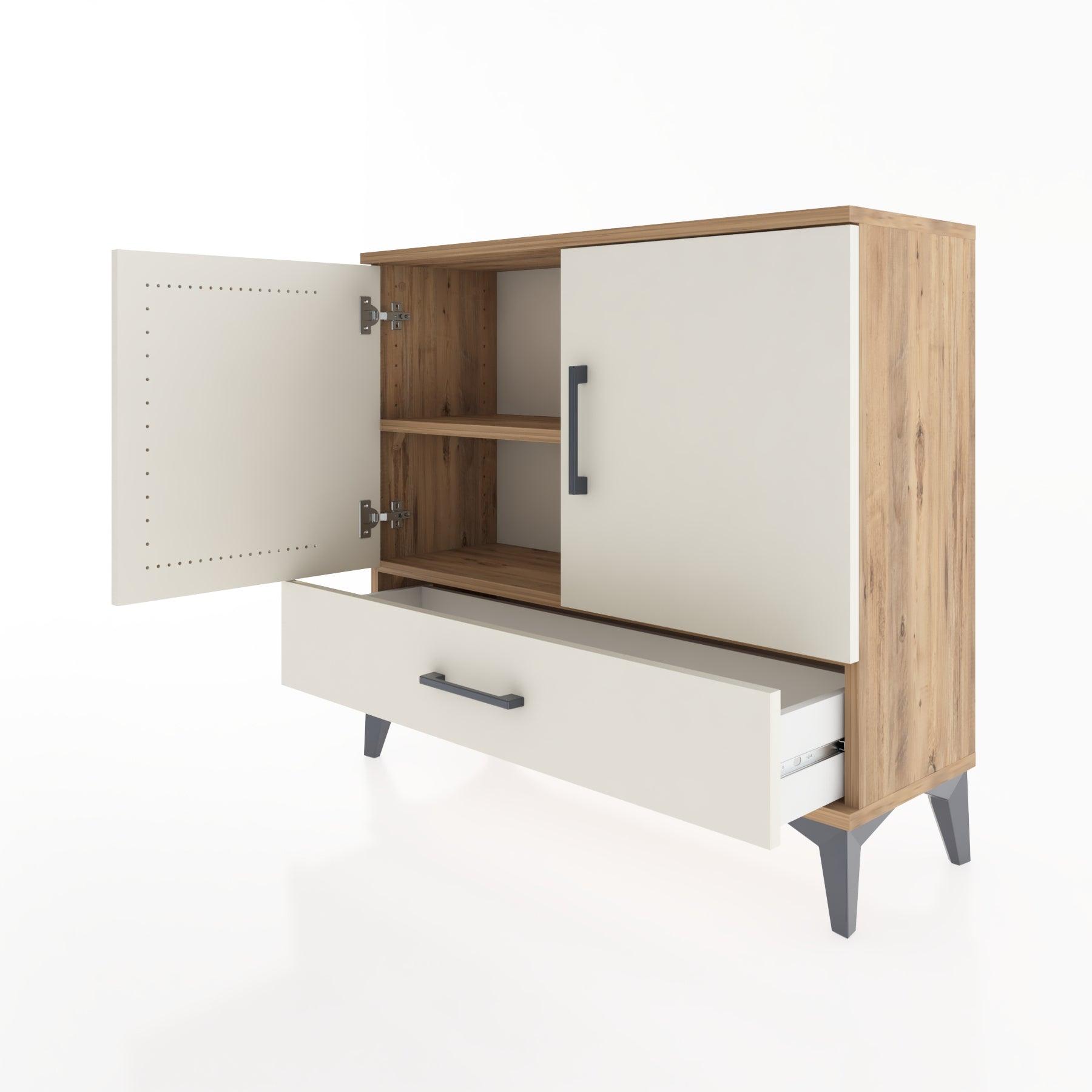Woodntry Modüler Şifonyer Kapak ve Çekmeceli V1 88x30x68 cm Çam - Woodntry