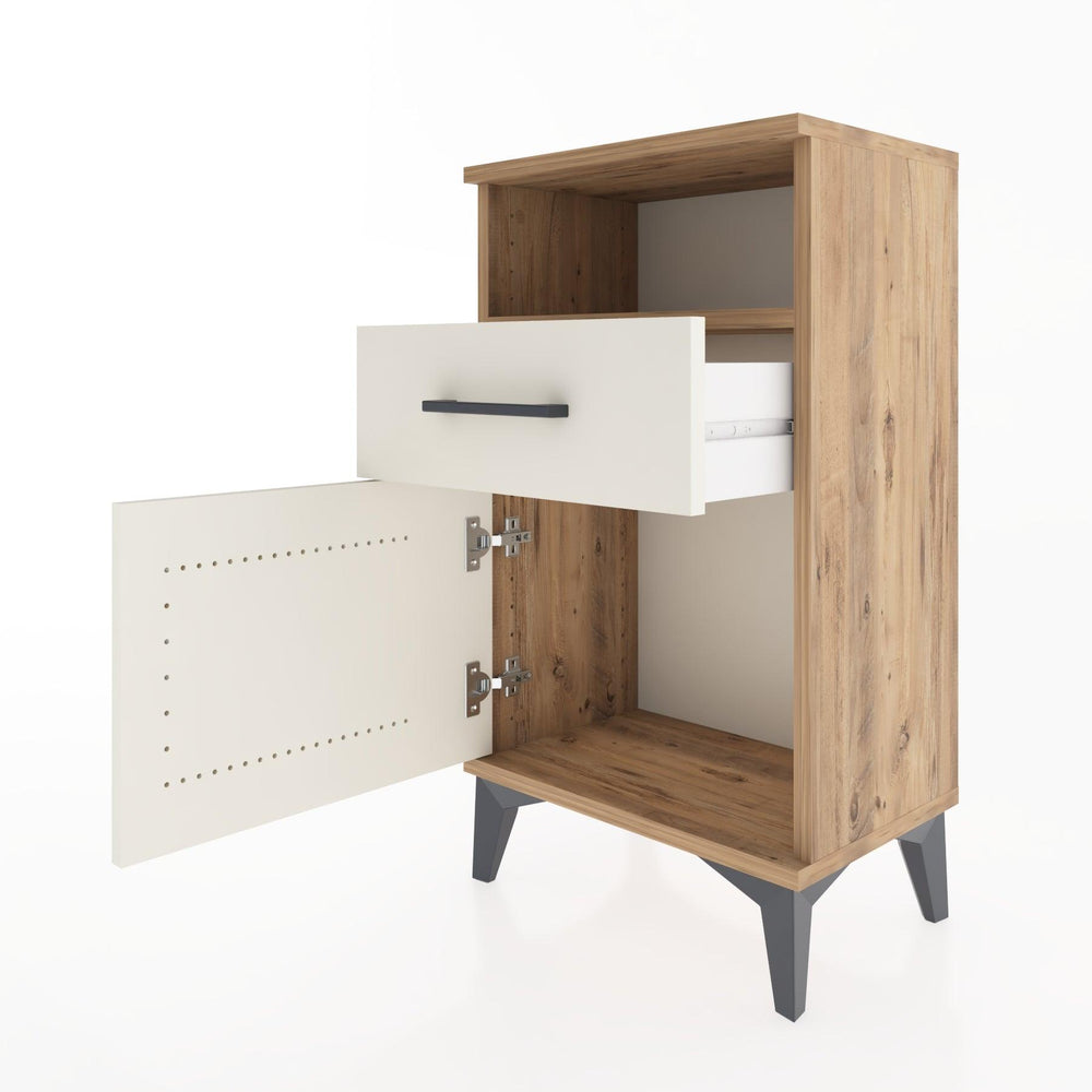 Woodntry Modüler Komodin Raf Çekmece Kapaklı 44x30x68 cm Çam - Woodntry