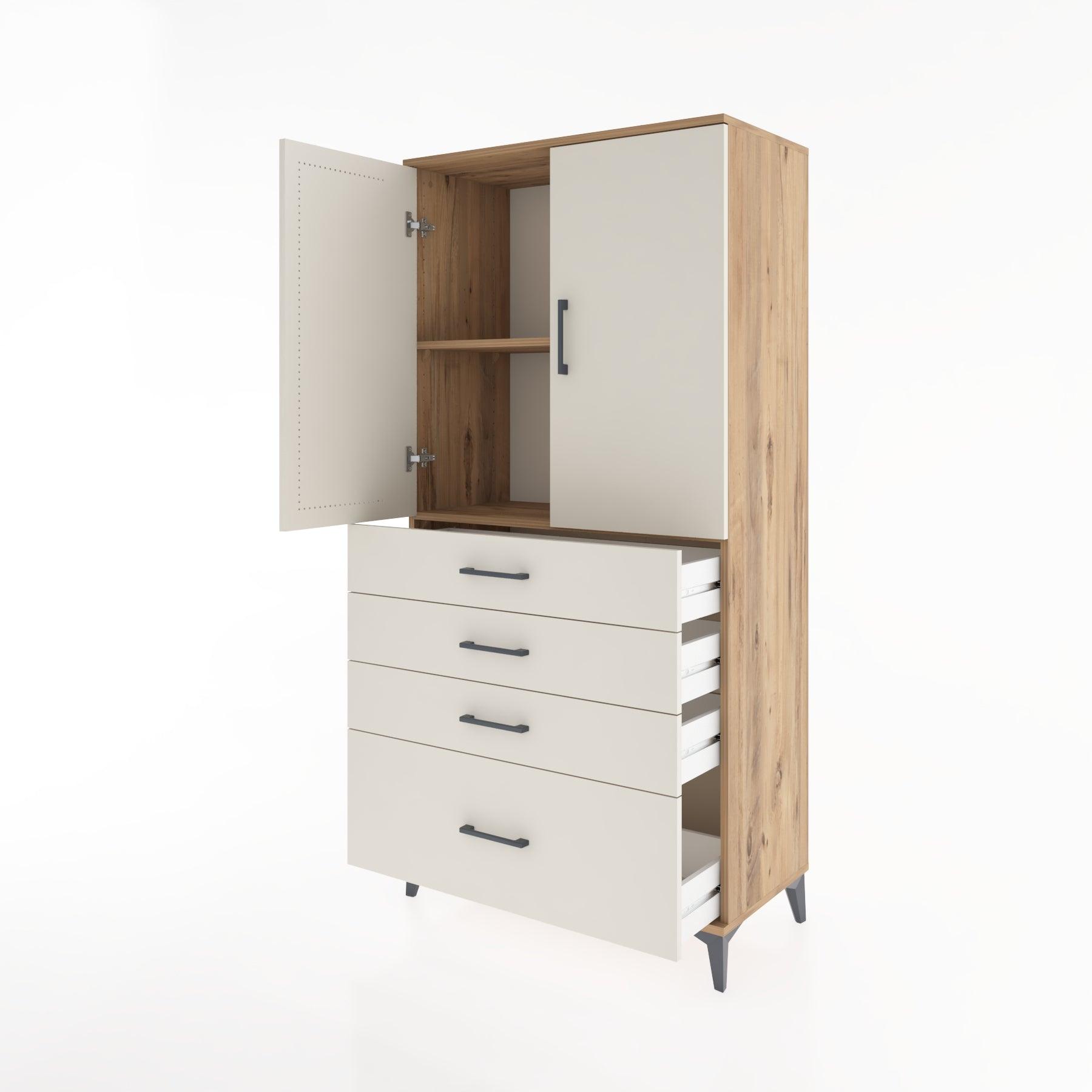 Woodntry Modular Cabinet Pine 88x44x170 cm with Doors and Drawers KC13-3
