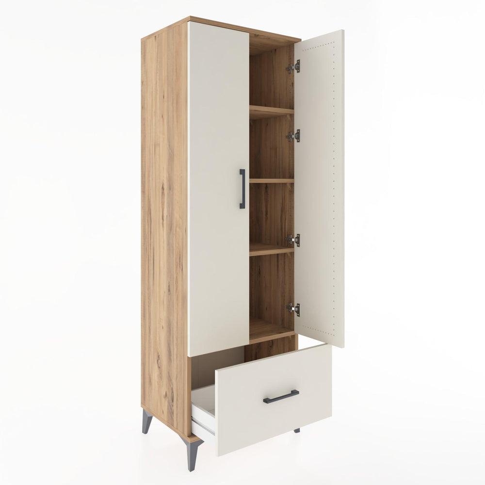 Woodntry Modüler Dolap Çam 60x44x170 cm Kapaklı ve Çekmeceli KC16-3