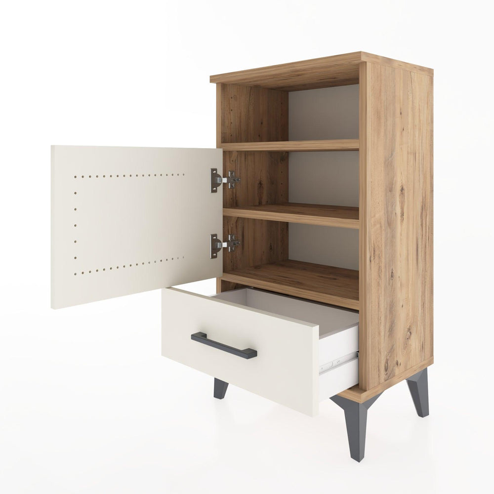 Woodntry Modüler Komodin Raf Kapak Çekmeceli 44x30x68 cm Çam - Woodntry