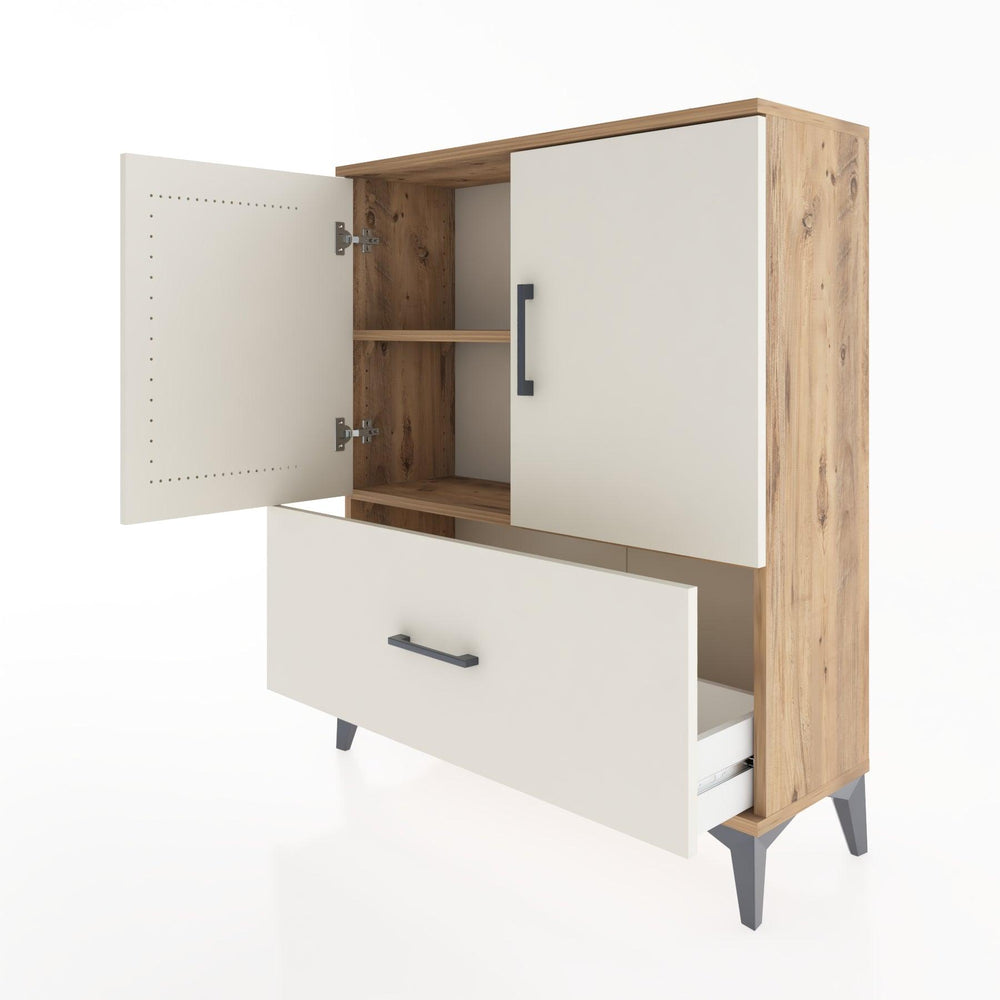 Woodntry Modüler Şifonyer Çam 88x30x94 cm Kapaklı ve Çekmeceli KC10-3