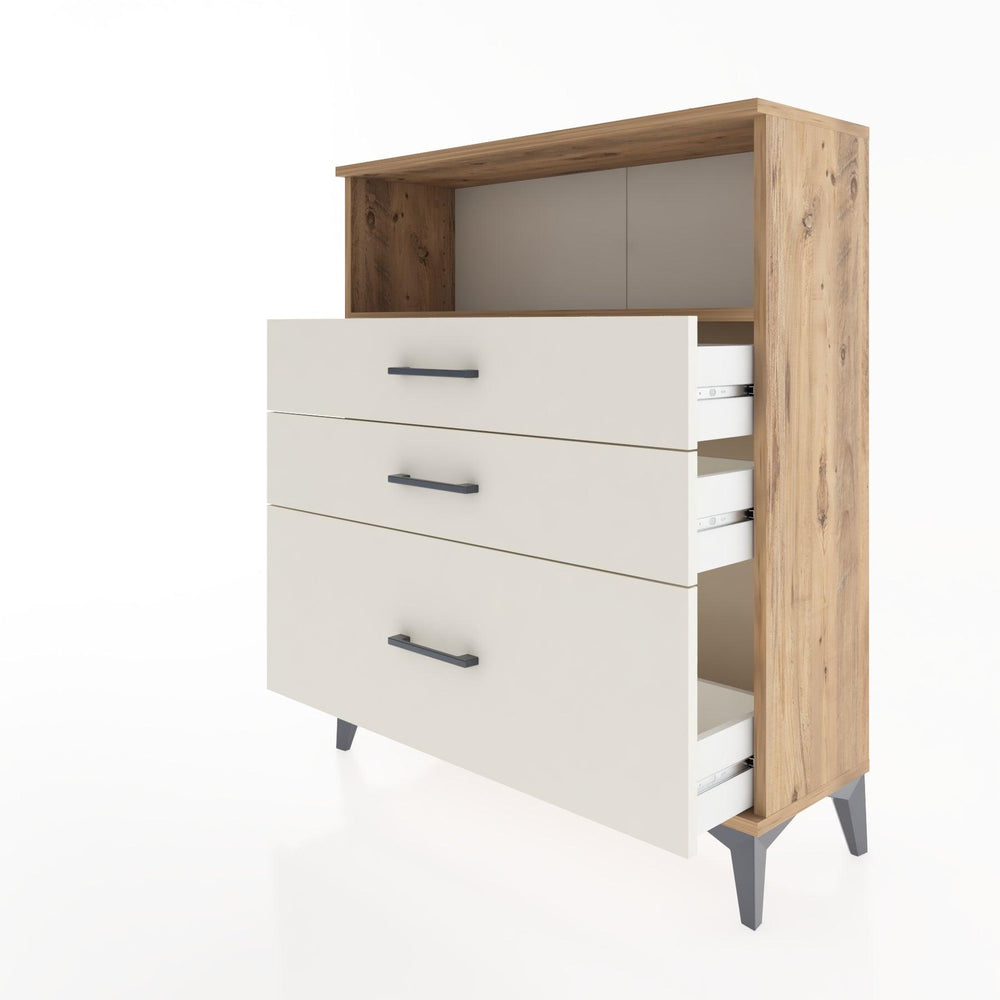 Woodntry Modüler Şifonyer Çam 88x30x94 cm Çekmeceli ve Raflı CR13-3