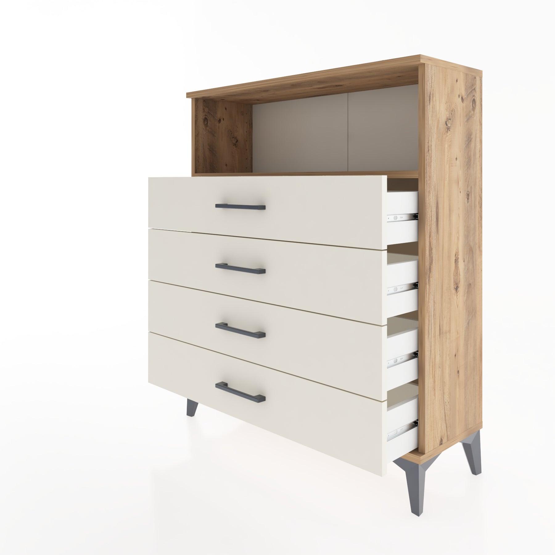 Woodntry Modüler Şifonyer Çam 88x30x94 cm Çekmeceli ve Raflı CR19-3