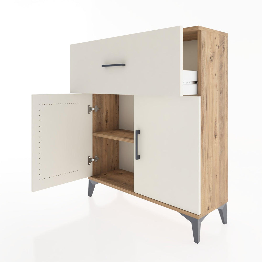 Woodntry Modüler Şifonyer Çam 88x30x94 cm Kapaklı ve Çekmeceli KC9-3