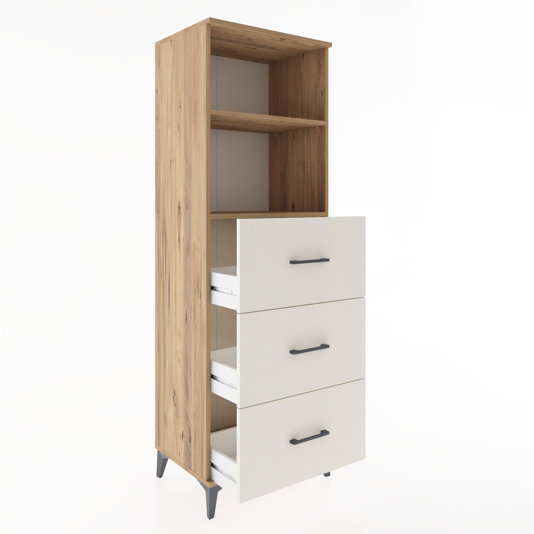 Woodntry Modüler Dolap Çam 60x44x170 cm Çekmeceli ve Raflı CR51-3