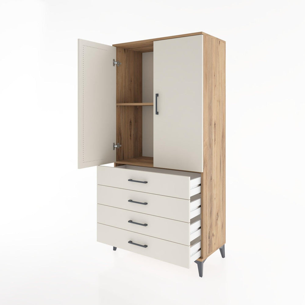 Woodntry Modular Cabinet Pine 88x44x170 cm with Doors and Drawers KC5-3
