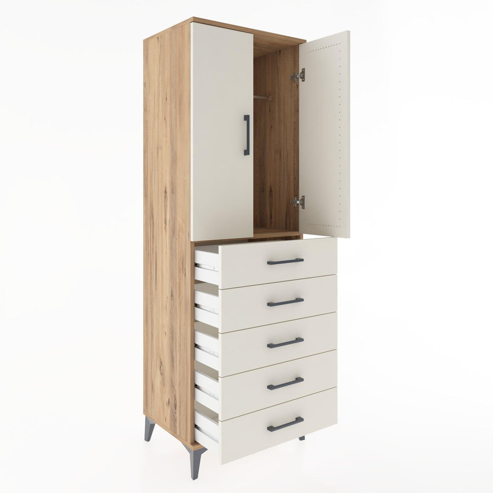 Woodntry Modüler Dolap Çam 60x44x170 cm Kapaklı ve Çekmeceli KC26-3