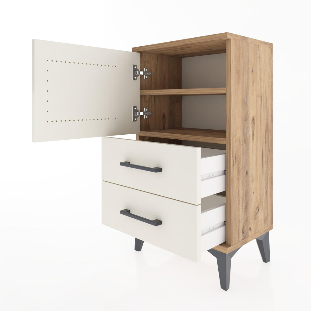 Woodntry Modüler Komodin Kapaklı 2 Çekmeceli 44x30x68 cm Çam - Woodntry