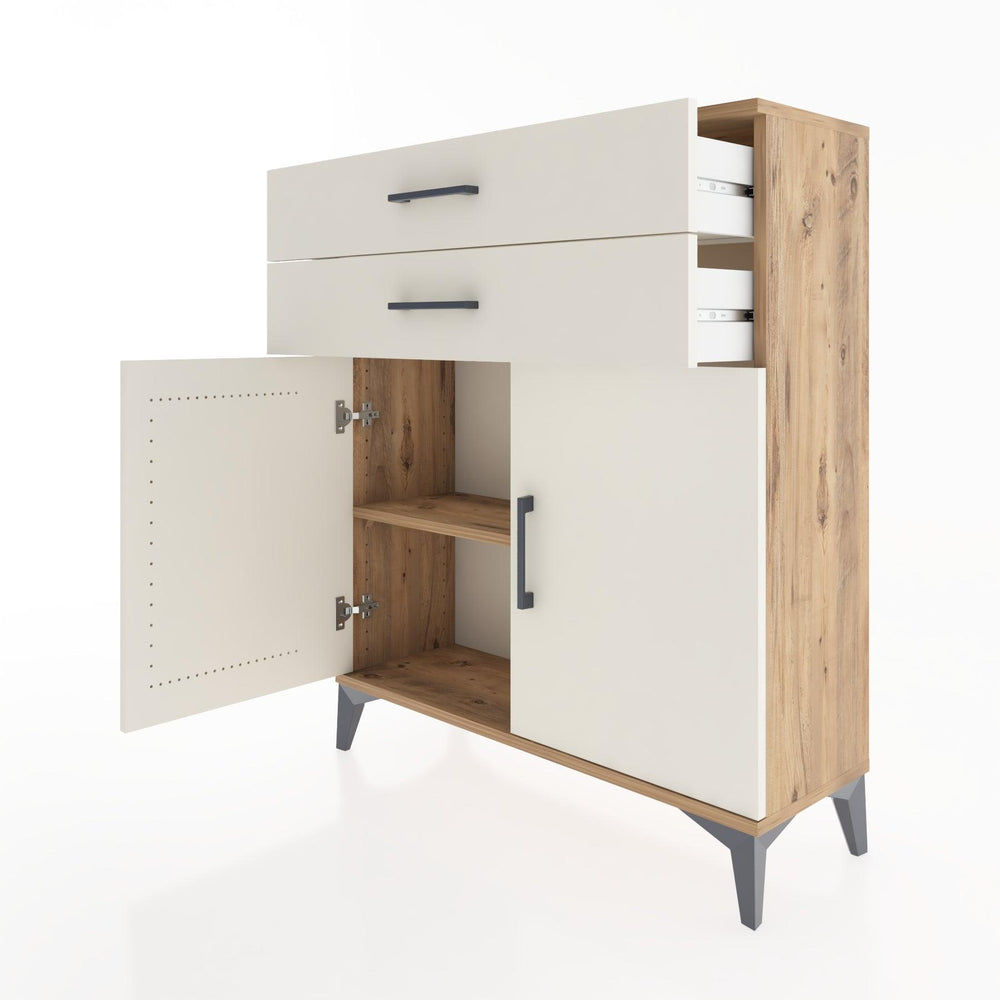 Woodntry Modüler Şifonyer Çam 88x30x94 cm Kapaklı ve Çekmeceli KC3-3