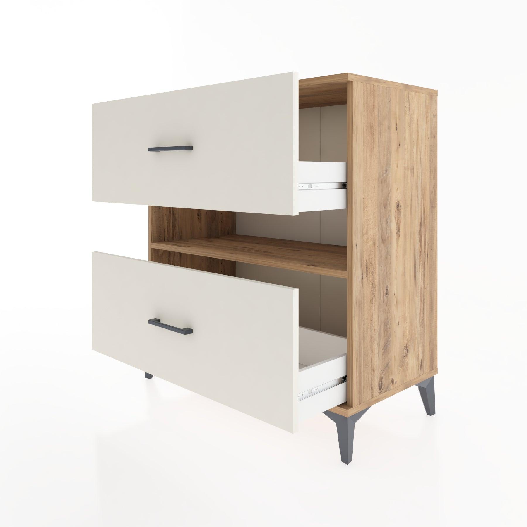 Woodntry Modüler Şifonyer Çam 88x44x84 cm Çekmeceli ve Raflı CR2-3