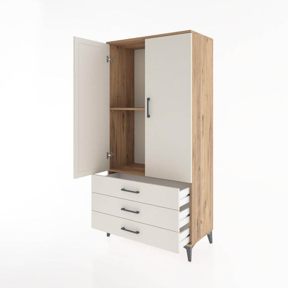 Woodntry Modüler Dolap Çam 88x44x170 cm Kapaklı ve Çekmeceli KC6-3