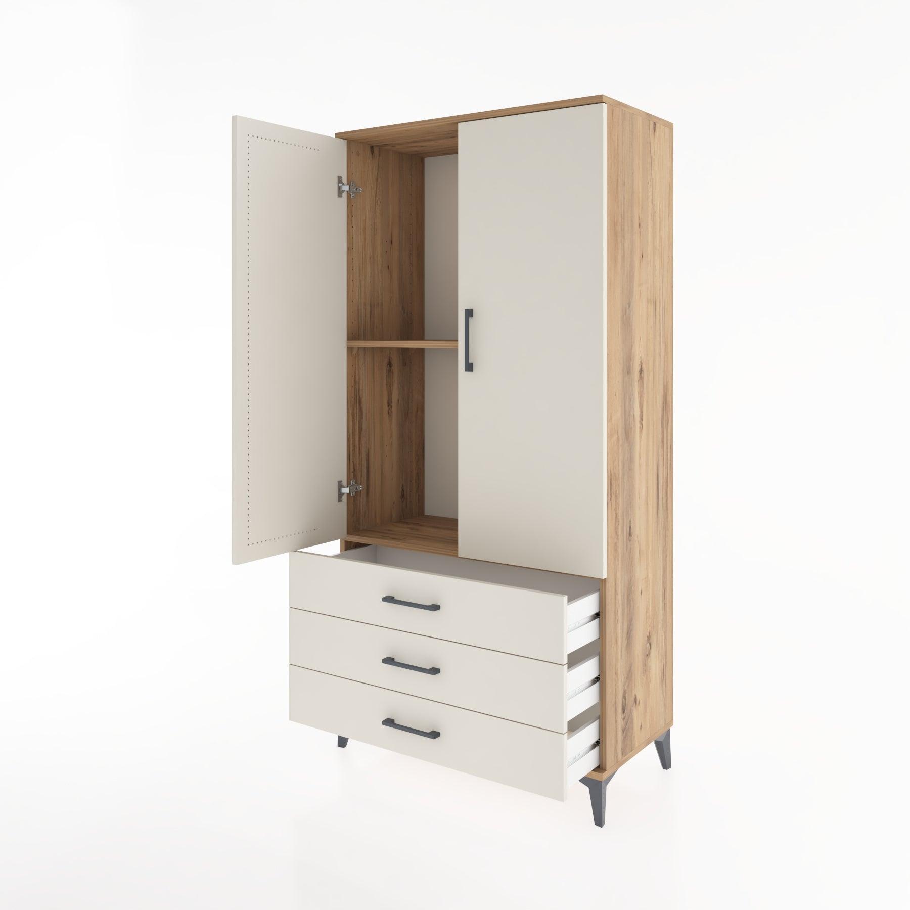 Woodntry Modular Cabinet Pine 88x44x170 cm with Doors and Drawers KC6-3