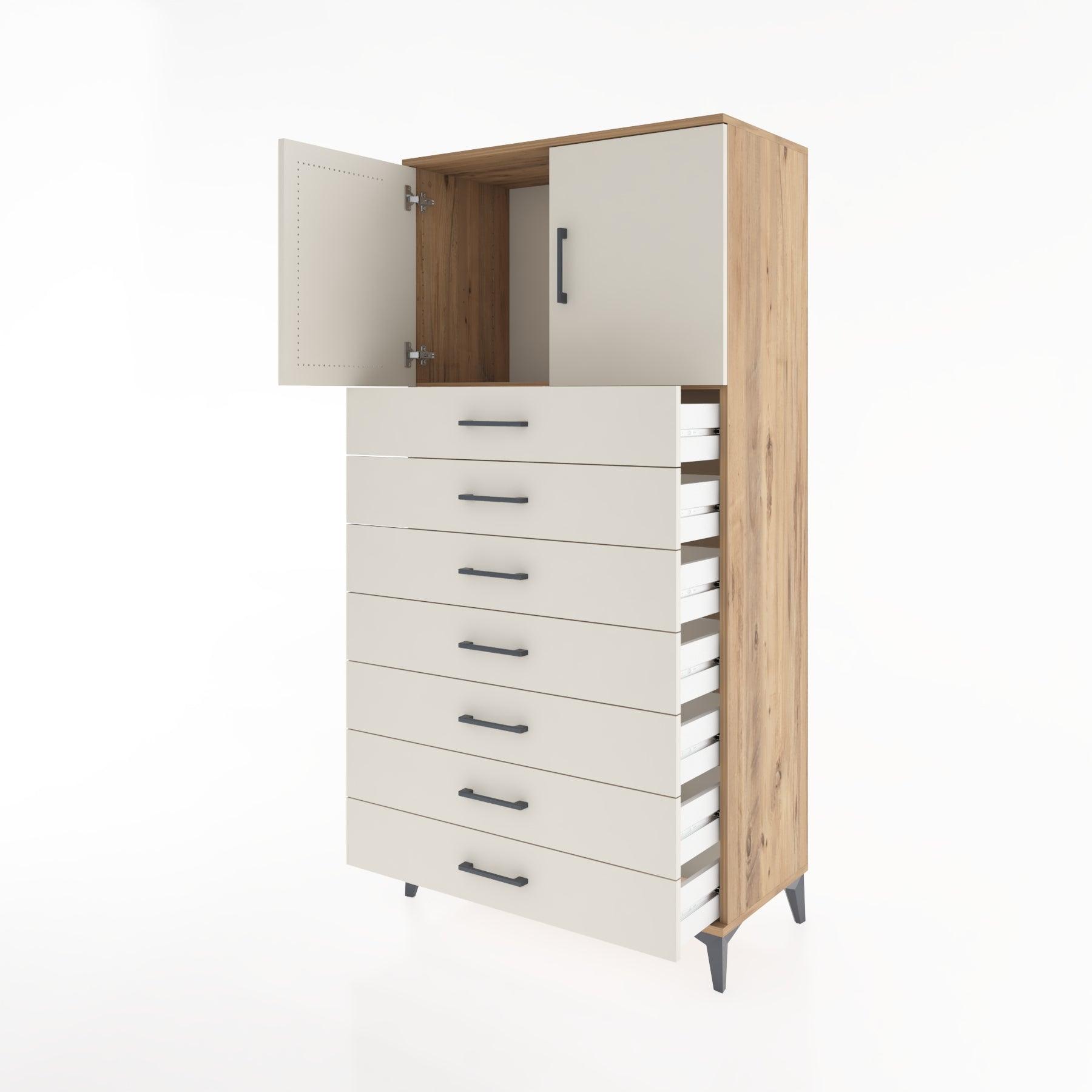 Woodntry Modular Cabinet Pine 88x44x170 cm with Doors and Drawers KC2-3